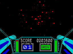 3D Starstrike (ZX Spectrum) screenshot: Feta cheese for everyone.