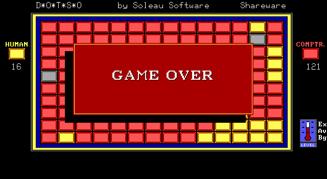 Dotso (DOS) screenshot: I blew it.