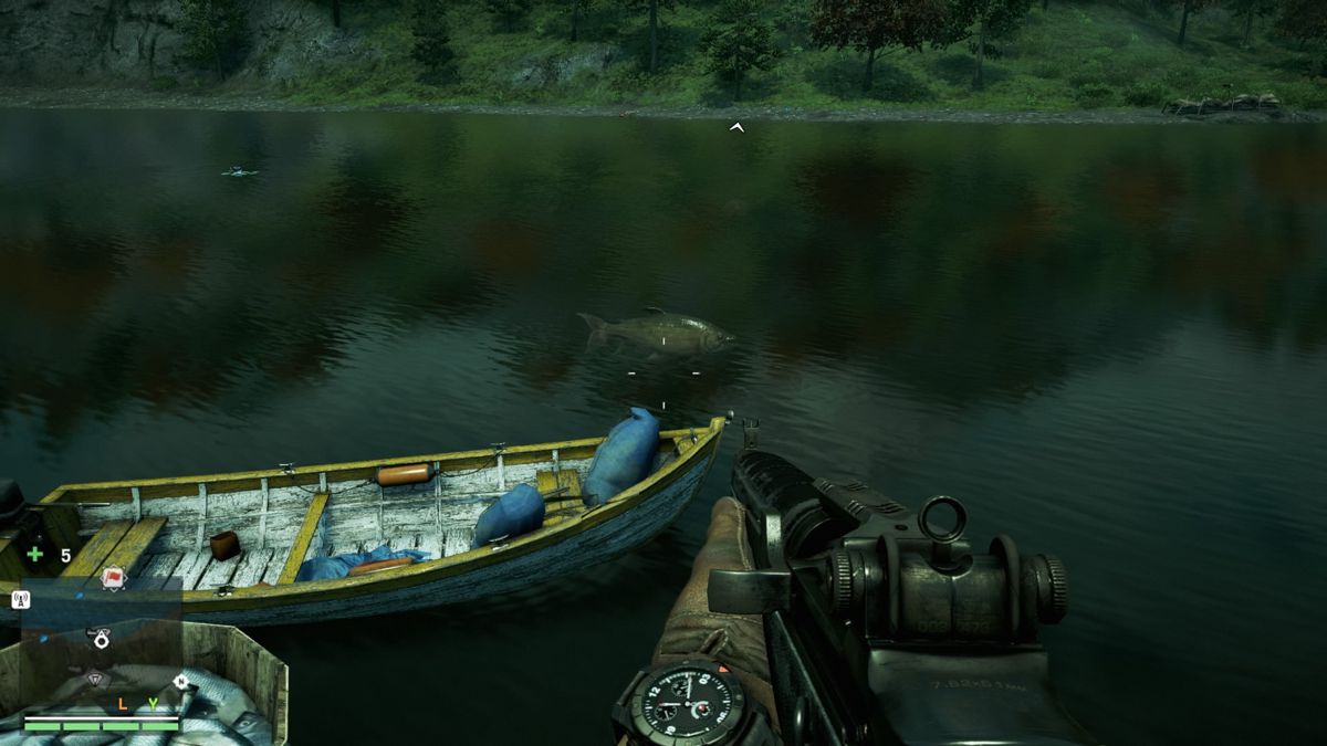 Far Cry 4 (PlayStation 4) screenshot: Swimming in the river is highly discouraged