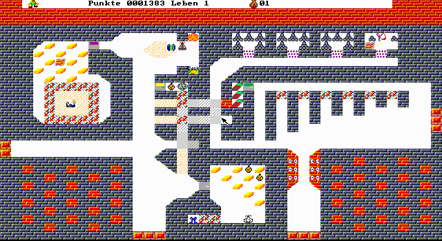 Robot Junior (DOS) screenshot: The puff of orange smoke is my character being killed