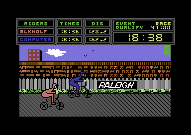 Hyper Biker (Commodore 64) screenshot: And they're off