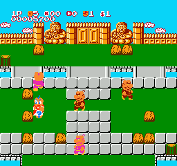 Chinese Hero (NES) screenshot: Getting an item from punching the blocks.