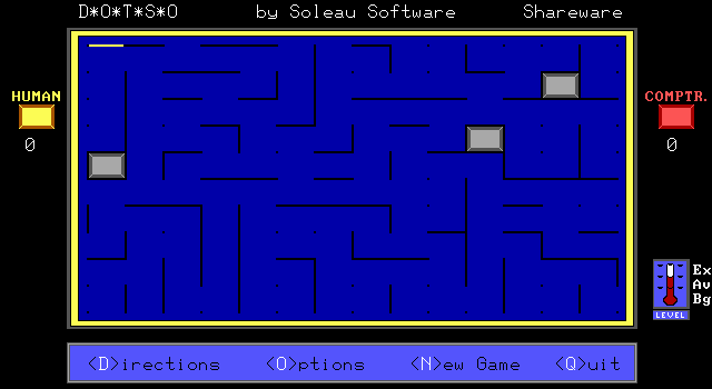 Dotso (DOS) screenshot: The board begins evenly matched