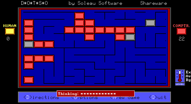 Dotso (DOS) screenshot: The computer pauses in the middle of mopping the floor with me