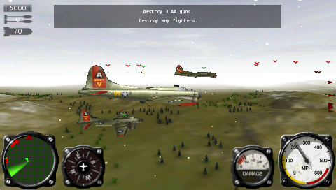 Air Conflicts: Aces of World War II (PSP) screenshot: A bombing mission