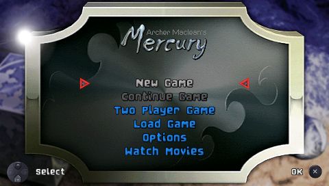Archer Maclean's Mercury (PSP) screenshot: Main menu