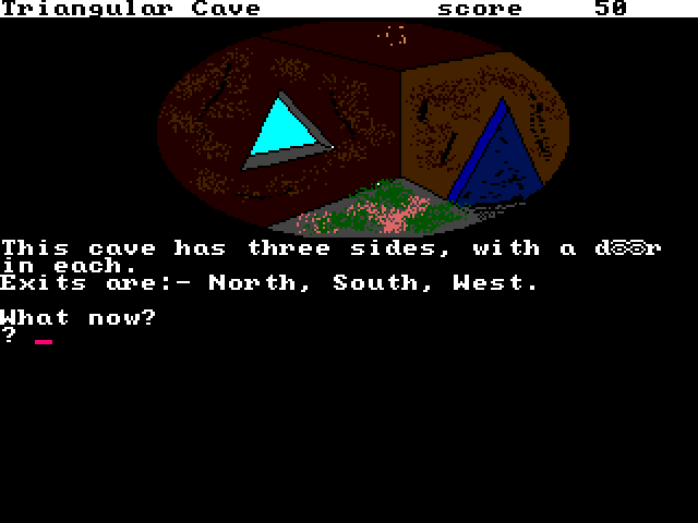 Cave Maze (Amiga) screenshot: Triangular cave chamber