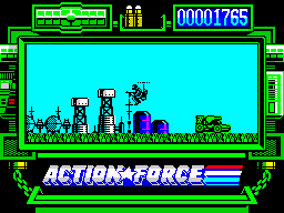 Action Force (ZX Spectrum) screenshot: entering level 6 - Look, I was being serious, the costume was really well done, like that mamma bigfoo... I'm talk'in to ... (Vrooom..!!)