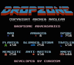 Dropzone (NES) screenshot: The game gives you information about the enemies.