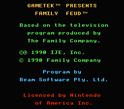 Family Feud (NES) screenshot: Copyright screen