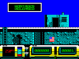 Action Force II: International Heroes (ZX Spectrum) screenshot: "Hostages Released" ... yeah, eat me...