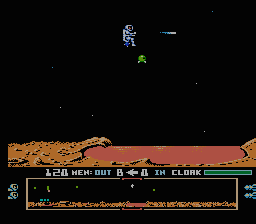 Dropzone (NES) screenshot: Trying to shoot the pesky green guy.