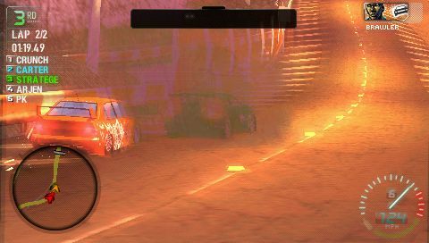 Need for Speed: Carbon - Own the City (PSP) screenshot: Brawler makes a takedown.