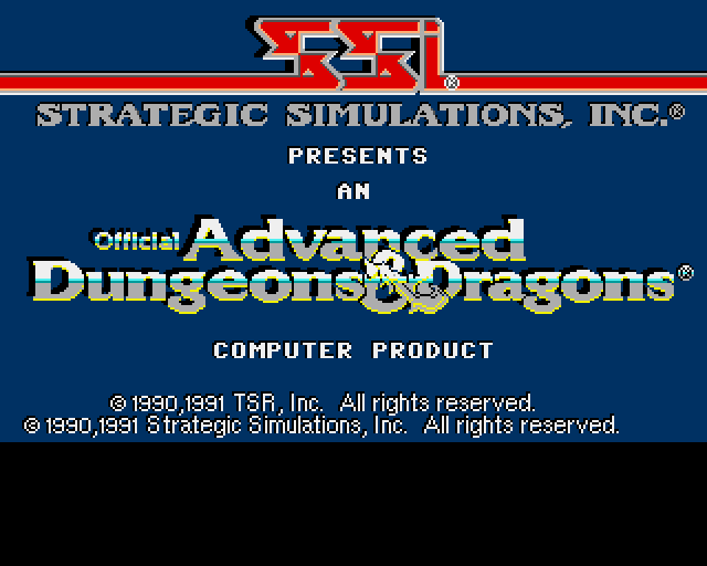 Secret of the Silver Blades (Amiga) screenshot: Title screen #1