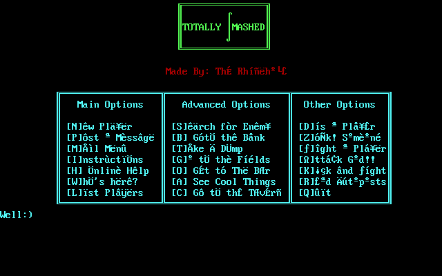Totally Smashed (DOS) screenshot: Main menu