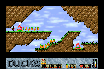 Ducks (DOS) screenshot: Using the stop sign.