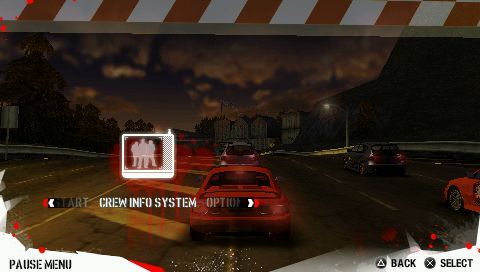 Need for Speed: Carbon - Own the City (PSP) screenshot: Pause menu