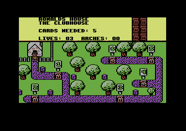 M.C. Kids (Commodore 64) screenshot: Mario-esque level selection