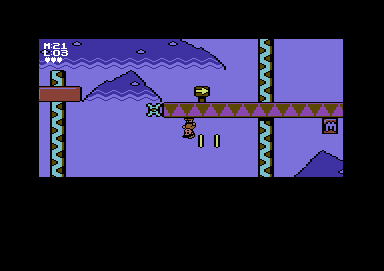 M.C. Kids (Commodore 64) screenshot: Scaling a platform