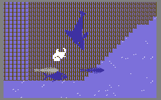 The Dolphin's Pearl (Commodore 64) screenshot: Caught in a tuna net