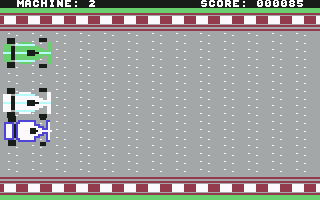 The Machine (Commodore 64) screenshot: Colliding with the car...