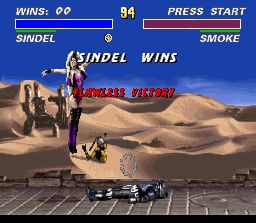 Ultimate Mortal Kombat 3 (SNES) screenshot: Sindel celebrates a flawless victory