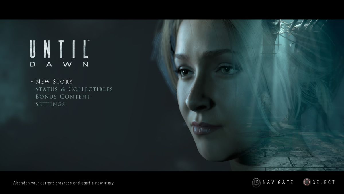 Until Dawn (PlayStation 4) screenshot: Main menu