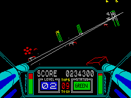 3D Starstrike (ZX Spectrum) screenshot: A laser beam almost in its full length .