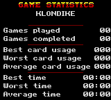 Poker Face Paul's Solitaire (Game Gear) screenshot: Game Stats