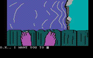 Sorcerer of Claymorgue Castle (DOS) screenshot: Hmm, should I dive into the moat?