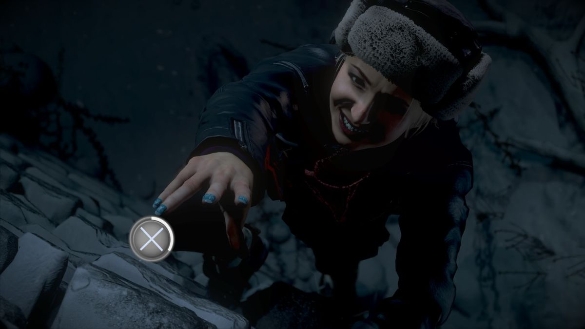 Until Dawn (PlayStation 4) screenshot: Climbing the wall to get past the locked gate