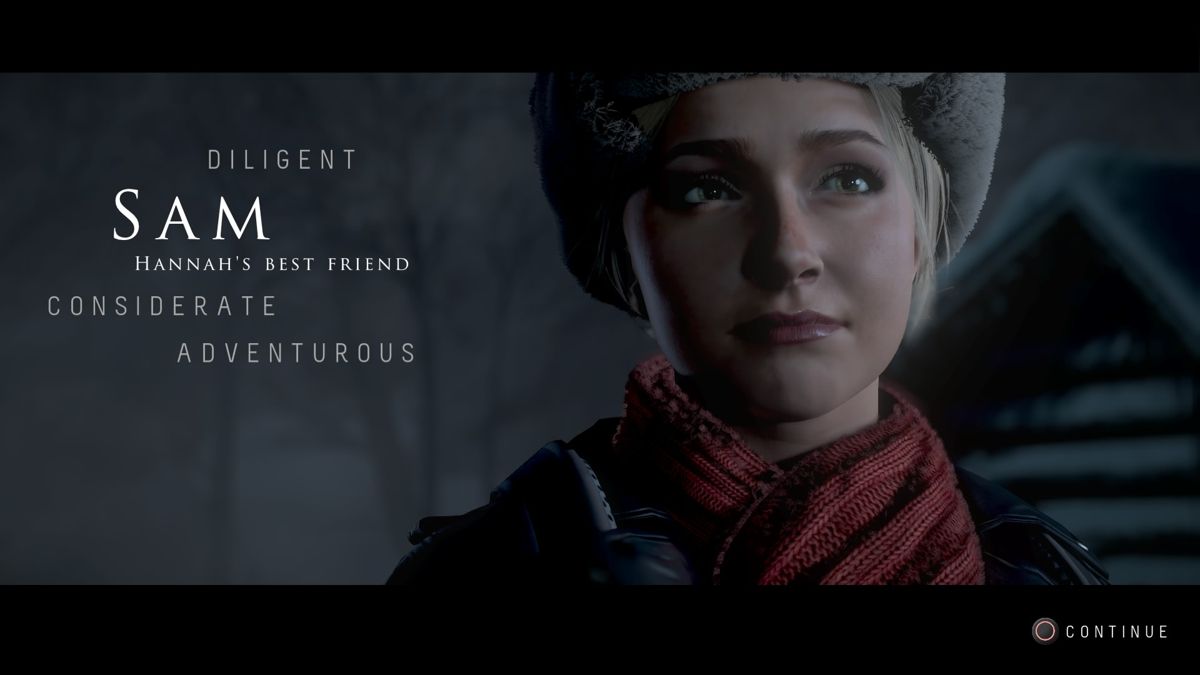 Until Dawn (PlayStation 4) screenshot: Each new character gets a short introduction