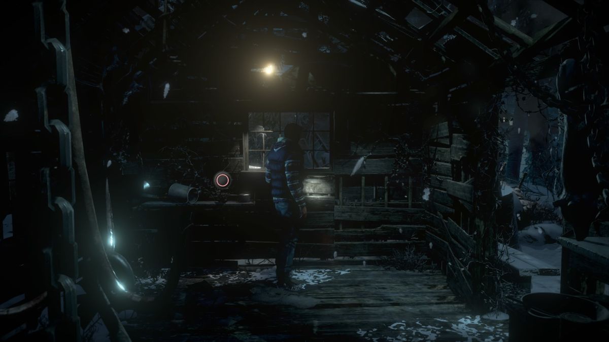 Until Dawn (PlayStation 4) screenshot: Exploring a small cabin