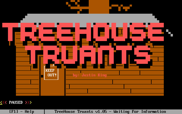 Treehouse Truants (DOS) screenshot: Start screen