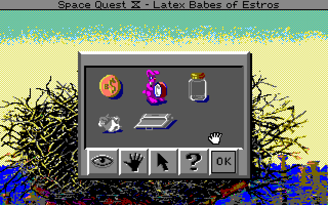 Space Quest IV: Roger Wilco and the Time Rippers (PC-98) screenshot: Inventory screen