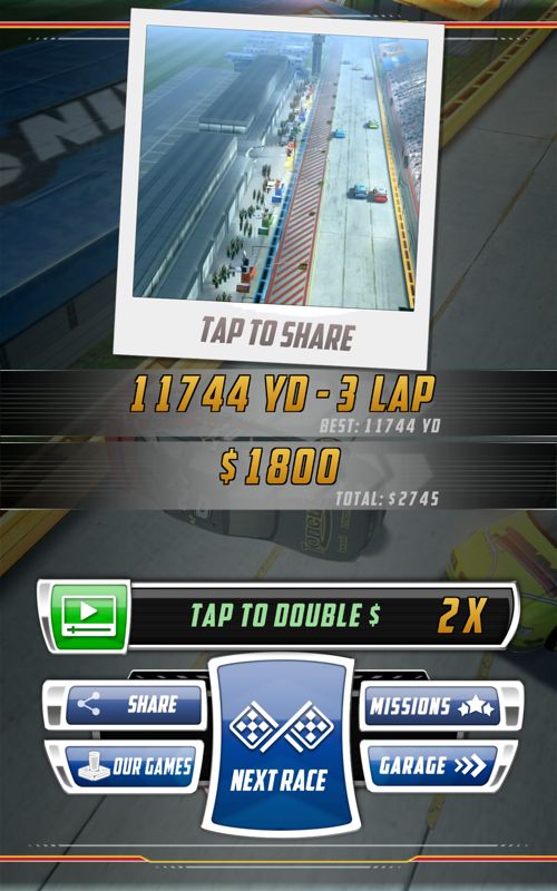 Daytona Rush (Android) screenshot: Race results