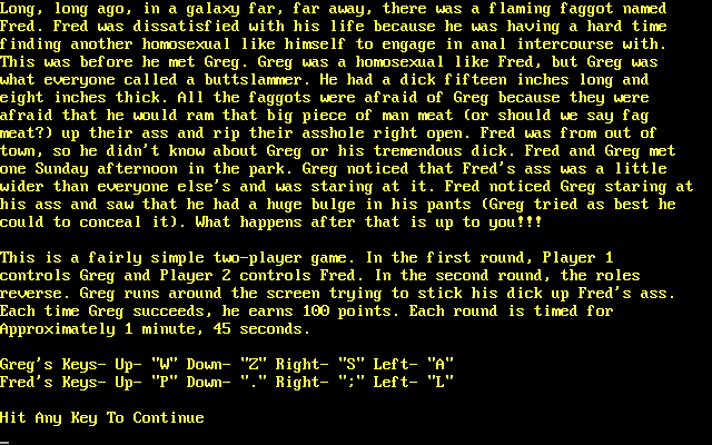 Butt Slam!!! (DOS) screenshot: Introduction and commands