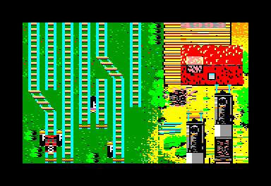 Lucky Luke (Amstrad CPC) screenshot: Starting of the Train puzzle...