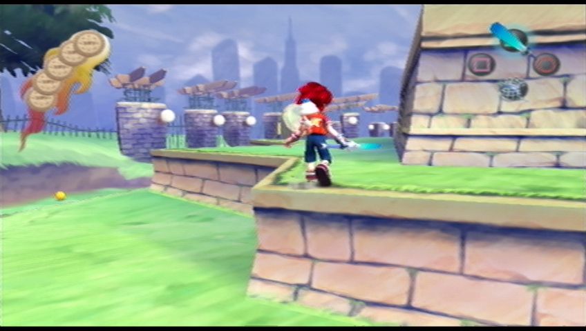 Ape Escape 2 (PlayStation 2) screenshot: Hikaru's monkey friend, Pipotchi, sometimes provides hints and help.