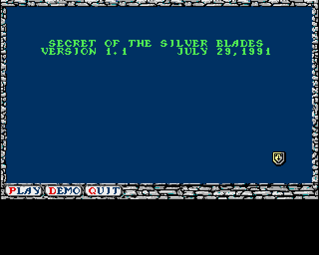 Secret of the Silver Blades (Amiga) screenshot: Version info
