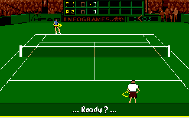 Advantage Tennis (DOS) screenshot: The match starts.