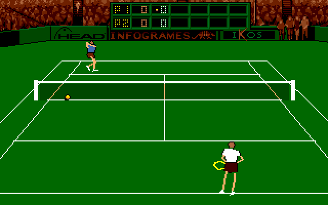 Advantage Tennis (DOS) screenshot: The match is underway.