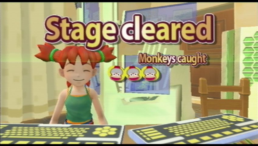 Ape Escape 2 (PlayStation 2) screenshot: When you clear a stage, you are shown how many monkeys you have caught.