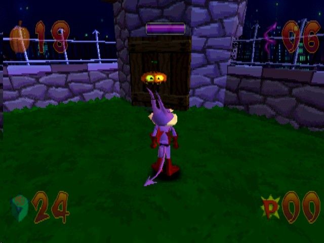 Jersey Devil (PlayStation) screenshot: An evil, bouncing jack-o-lantern