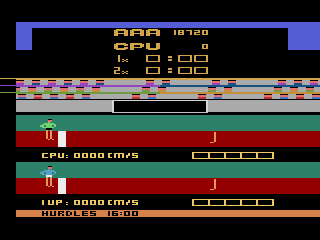 Track & Field (Atari 2600) screenshot: Starting the 110m hurdles