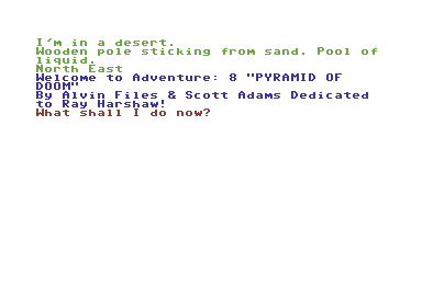 Pyramid of Doom (Commodore 64) screenshot: The adventure begins...