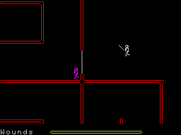 The Warlock of Firetop Mountain (ZX Spectrum) screenshot: Hmmm, looks like that door is being guarded