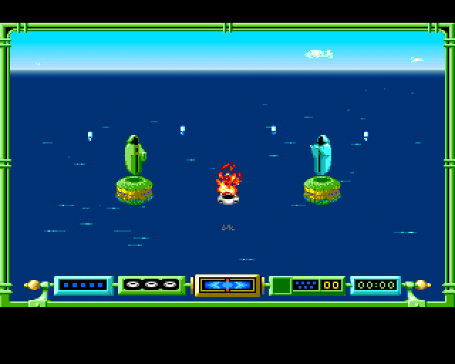 Typhoon Thompson in Search for the Sea Child (Amiga) screenshot: Is that a blessing, or what?
