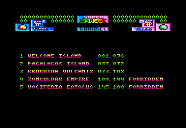 Super Skweek (Amstrad CPC) screenshot: Level Selection