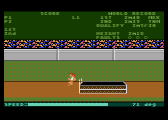 Track & Field (Atari 8-bit) screenshot: High jump